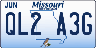 MO license plate QL2A3G