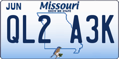MO license plate QL2A3K