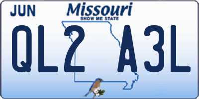 MO license plate QL2A3L