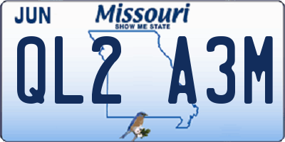 MO license plate QL2A3M