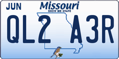MO license plate QL2A3R