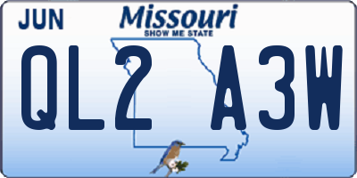 MO license plate QL2A3W