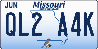 MO license plate QL2A4K