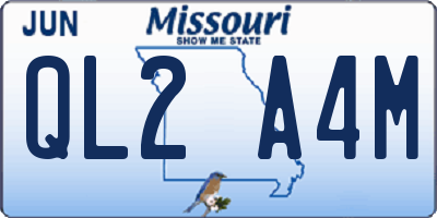 MO license plate QL2A4M