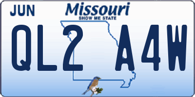 MO license plate QL2A4W