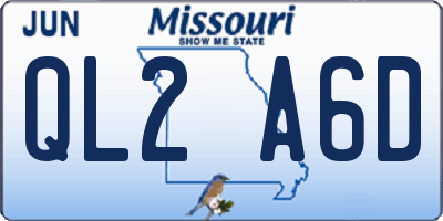 MO license plate QL2A6D