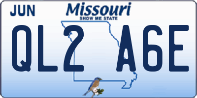 MO license plate QL2A6E