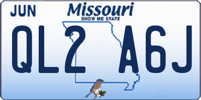 MO license plate QL2A6J