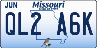 MO license plate QL2A6K