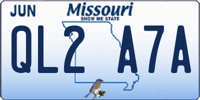 MO license plate QL2A7A