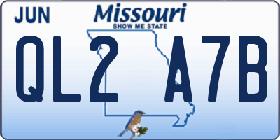 MO license plate QL2A7B