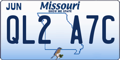 MO license plate QL2A7C