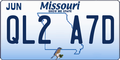 MO license plate QL2A7D