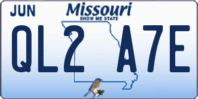 MO license plate QL2A7E