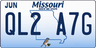 MO license plate QL2A7G