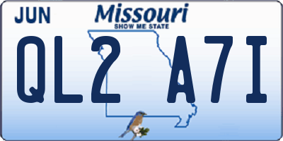 MO license plate QL2A7I
