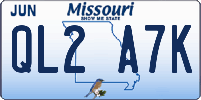 MO license plate QL2A7K