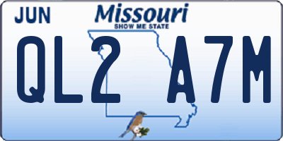 MO license plate QL2A7M