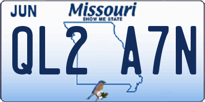 MO license plate QL2A7N