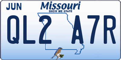 MO license plate QL2A7R