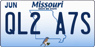 MO license plate QL2A7S