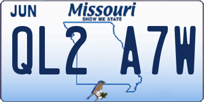 MO license plate QL2A7W