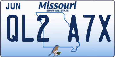 MO license plate QL2A7X