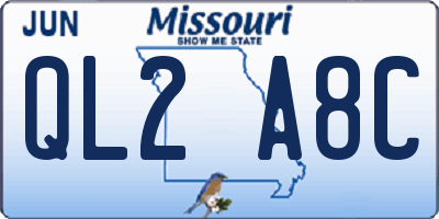 MO license plate QL2A8C