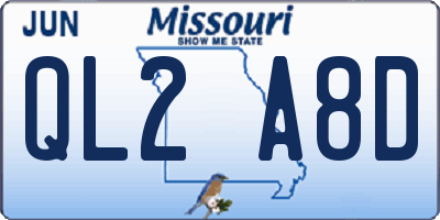 MO license plate QL2A8D