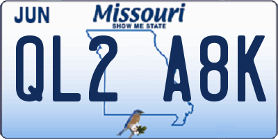 MO license plate QL2A8K