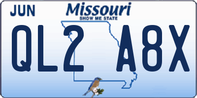 MO license plate QL2A8X