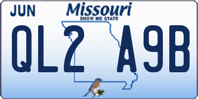 MO license plate QL2A9B