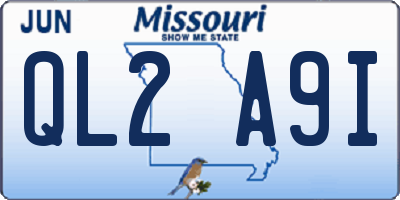 MO license plate QL2A9I