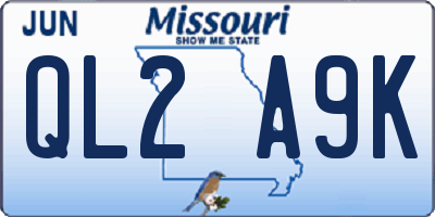 MO license plate QL2A9K