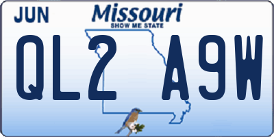 MO license plate QL2A9W