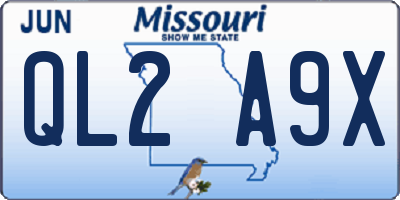MO license plate QL2A9X