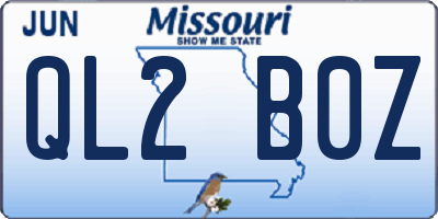 MO license plate QL2B0Z