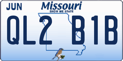 MO license plate QL2B1B