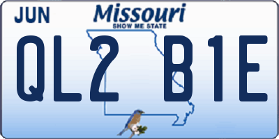 MO license plate QL2B1E