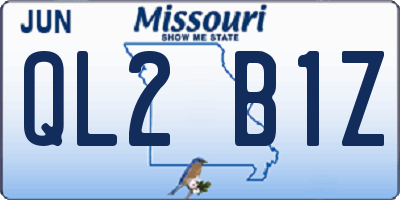MO license plate QL2B1Z
