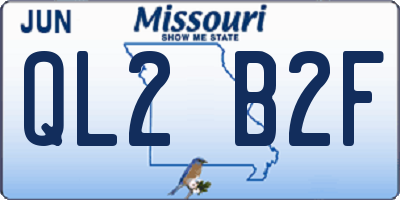 MO license plate QL2B2F