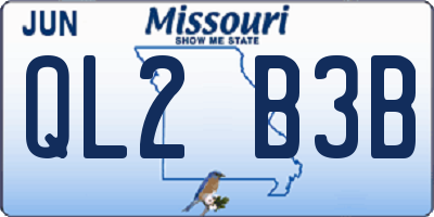 MO license plate QL2B3B