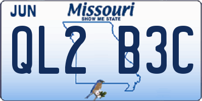 MO license plate QL2B3C