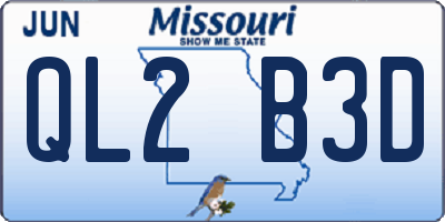MO license plate QL2B3D