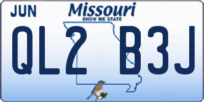 MO license plate QL2B3J