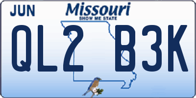 MO license plate QL2B3K
