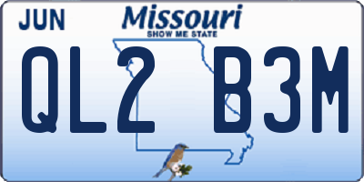 MO license plate QL2B3M