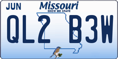 MO license plate QL2B3W