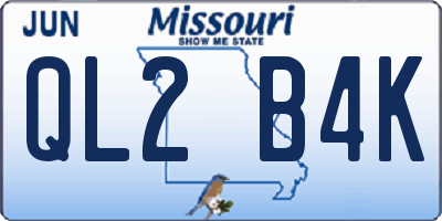 MO license plate QL2B4K