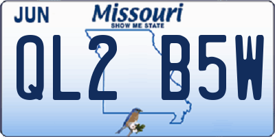 MO license plate QL2B5W